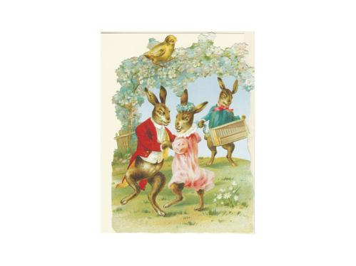 Bokmerkeskort - Påskeharen danser - 18,5 x 12 cm - www.frokenfraken.se