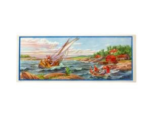 Bonad - seilbåt i bølger - 45 x 18 cm - www.frokenfraken.se