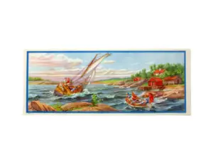 Bonad - seilbåt i bølger - 45 x 18 cm - www.frokenfraken.se