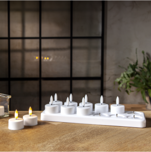 Batterilys - 12 stk oppladbare LED-varmelys - 4 x 5 cm - www.frokenfraken.se