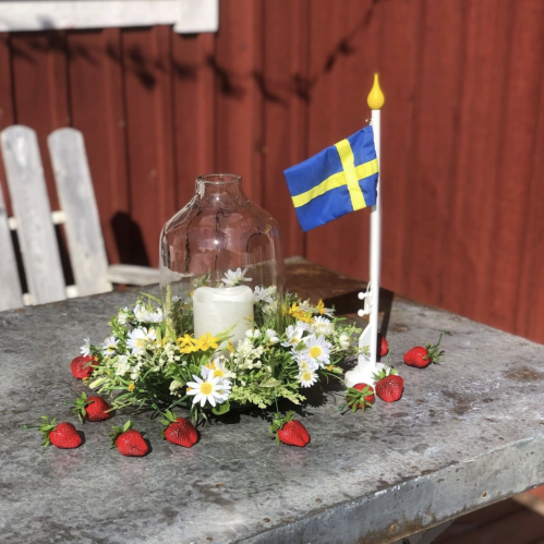 Flagg - Svensk bordflagg i tre og stoff - 37cm - www.frokenfraken.se