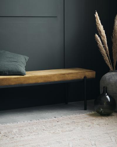 Bænk - Sammet/Gul - 45 x 160 cm - www.frokenfraken.se