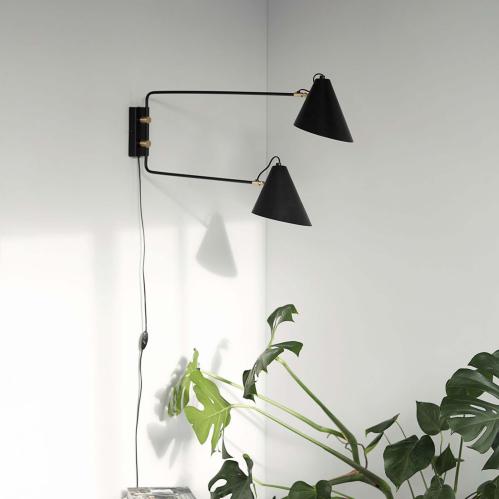Vegglampe - Club Double - Svart - 81 x 42 cm - www.frokenfraken.se