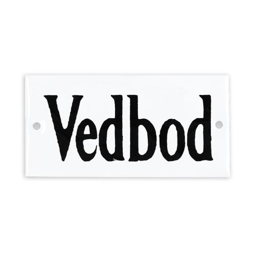Emaljeskilt Vedbod - 4,5 x 9 cm - www.frokenfraken.se