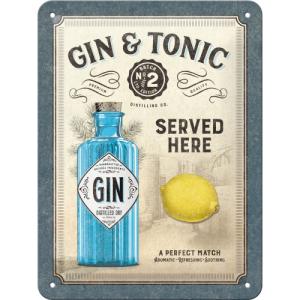 Plåtskilt - Gin & Tonic Serveres - 15 x 20 cm - www.frokenfraken.se