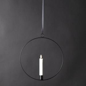Hengende lysring - Svart - Batteridrevet flamme - Ø28 cm - www.frokenfraken.se