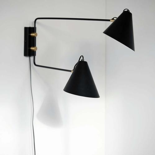 Vegglampe - Club Double - Svart - 81 x 42 cm - www.frokenfraken.se