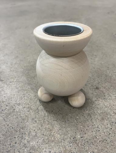 Kulljusstake i tre - Blocklys - Gammeldags Julepynt - Ø9 x 13 cm - www.frokenfraken.se