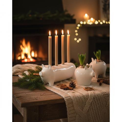 Adventsstake - Gris - Hvit - 40 x 11 x 16 cm - www.frokenfraken.se