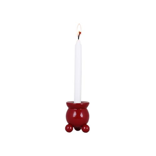 Kulljusstake i trä/rød - Gammeldags Julepynt - Liten - Ø4 x 5 cm - www.frokenfraken.se