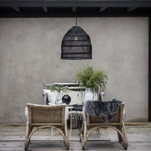 Lampe - Rattan - Svart - 36 cm - www.frokenfraken.se