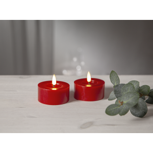 Batterilys - LED Votivlys 7 cm - Rød - Flamme Flow - 2 stk - www.frokenfraken.se