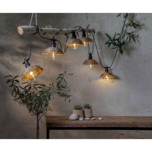 Lyslenke - Svart kunstrotting - 6 lamper - Utendørs - 3,5 m - www.frokenfraken.se