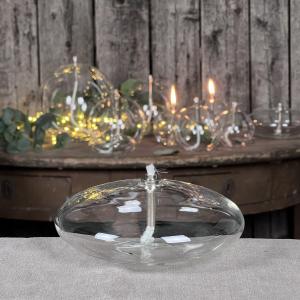 Oljelampe M - Glass - Rund Platt Ellips - Ø14 cm - www.frokenfraken.se