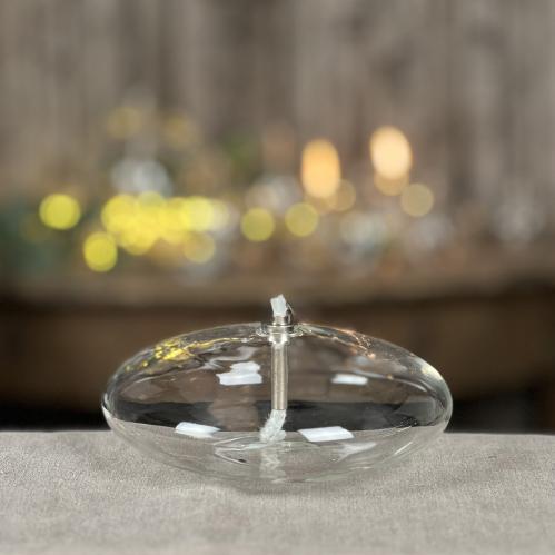 Oljelampe M - Glass - Rund Platt Ellips - Ø14 cm - www.frokenfraken.se