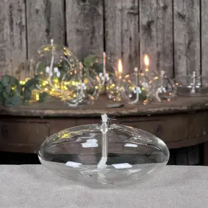 Oljelampe M - Glass - Rund Platt Ellips - Ø14 cm - www.frokenfraken.se