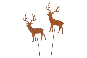 Hjort – På pinne – Metall – Rust – 1 stk – 6 x 9 cm - www.frokenfraken.se