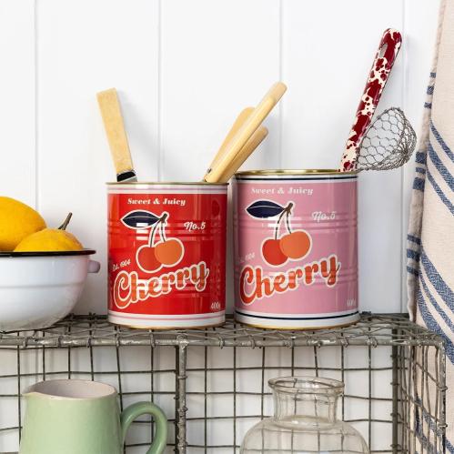 Plåtbøtte - Boks i metall - Retro - Cherry - 2 størrelser - www.frokenfraken.se