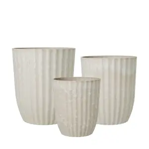 Kruka - Stripe - Beige - 3 Storlekar - Ø27, 24, 21 cm - www.frokenfraken.se