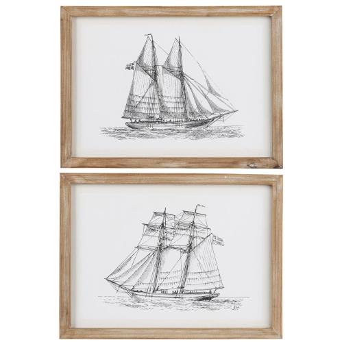 Tavler i tre rammer - 2 stk - Skip motiv - 27 x 37 cm - www.frokenfraken.se