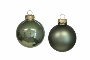 Julkule - Glass - Mørkegrønn - 8 cm - 8-pakning - www.frokenfraken.se