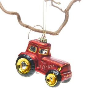 Julekule – Traktor – Glass – 9 cm - www.frokenfraken.se