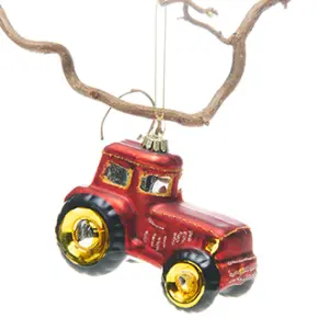 Julekule – Traktor – Glass – 9 cm - www.frokenfraken.se