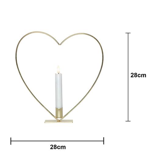 Stående lyssirkel - Hjerte - Messing - Batteridrevet flamme lys - Ø28 cm - www.frokenfraken.se