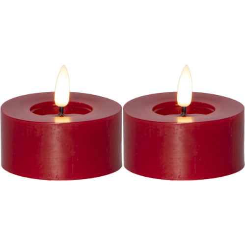 Batterilys - LED Votivlys 7 cm - Rød - Flamme Flow - 2 stk - www.frokenfraken.se