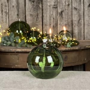 Oljelampe S - Glass - Rund Boll - Grønn - Ø9 cm - www.frokenfraken.se