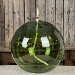 Oljelampe 3XL - Glass - Rund Boll - Grønn - Ø20 cm - www.frokenfraken.se