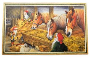 Julbonad - Nisser mater hestene - 69 x 43 cm - www.frokenfraken.se