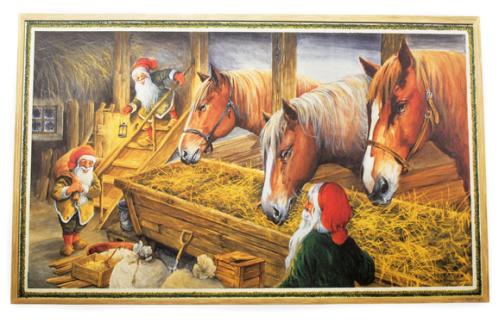 Julbonad - Nisser mater hestene - 69 x 43 cm - www.frokenfraken.se