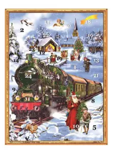 Adventskalender - Tog med nisse & gutt - A3 - 42 x 29,7 cm - www.frokenfraken.se