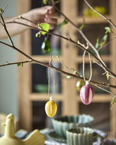 Egg - Påskepynt å henge - 3-pakning - Gul/grønn/rosa - Ø2 x 5 cm - www.frokenfraken.se