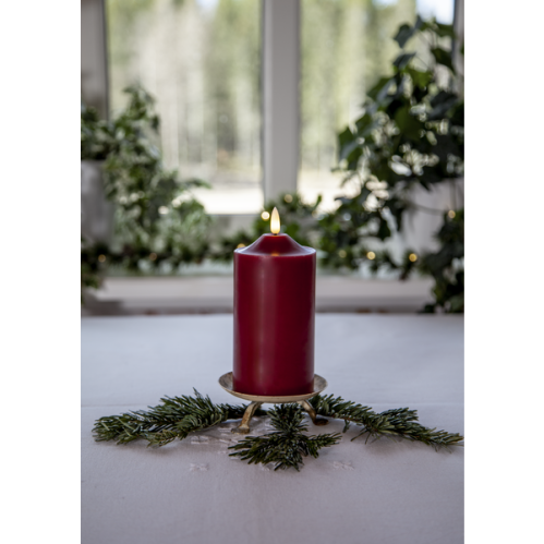 Batterilys - Rød - LED Blokklys - Flamme - Ø7,5 x 17 cm - Timer - www.frokenfraken.se