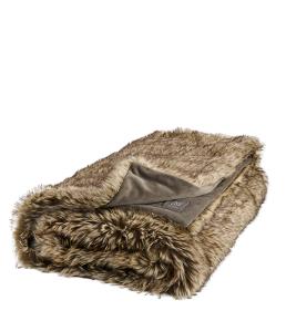 Pledd – Sibirian Wolf – Brun – Fuskepels – 127 cm - www.frokenfraken.se