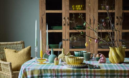 Bordduk - Grønn/Rosa/Gul/Hvit - Rutete - 250 x 140 cm - www.frokenfraken.se