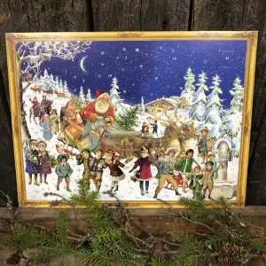 Adventskalender - Nissens slede & mange barn - A3 - 42 x 29,7 cm - www.frokenfraken.se