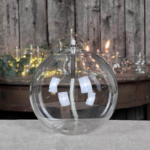 Oljelampe XL - Glass - Rund Boll - Ø13 cm - www.frokenfraken.se