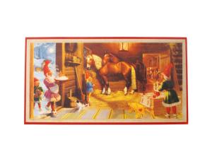 Julbonad - Tomte utfodrar hästarna - 41 x 21,5 cm - www.frokenfraken.se
