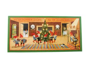 Julbonad - Tomtar danser rundt treet - 72 x 35 cm - www.frokenfraken.se