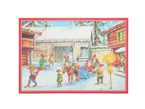 Julbonad - Tomtenissar i snøen - 50 x 34 cm - www.frokenfraken.se