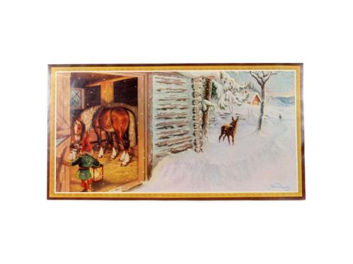 Julbonad - Hest i stall - 35 x 26 cm - www.frokenfraken.se
