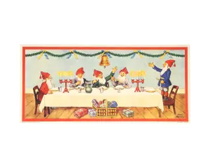 Julbonad - Tomtar vid bordet - 83 x 38 cm - www.frokenfraken.se