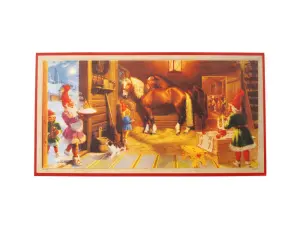 Julbonad - Tomte utfodrar hästarna - 41 x 21,5 cm - www.frokenfraken.se
