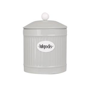 Plåtboks Hugo Julegodteri - Beige - Ø12,5 x H16 cm - www.frokenfraken.se