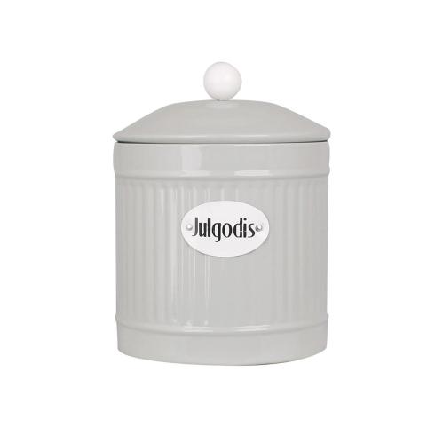 Plåtboks Hugo Julegodteri - Beige - Ø12,5 x H16 cm - www.frokenfraken.se