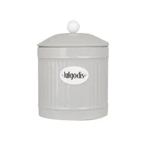 Plåtboks Hugo Julegodteri - Beige - Ø12,5 x H16 cm - www.frokenfraken.se