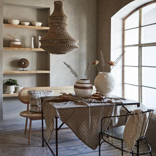 Rutete Bordduk - Beige/Svart - 220 x 140 cm - www.frokenfraken.se